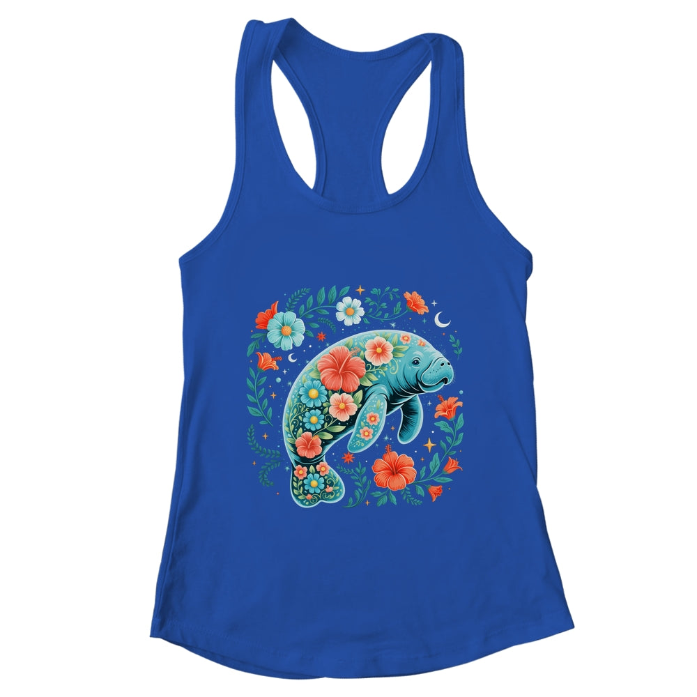 Boho Floral Manatee Summer Ocean Beach Lover Sea Animal Shirt & Tank Top | teecentury