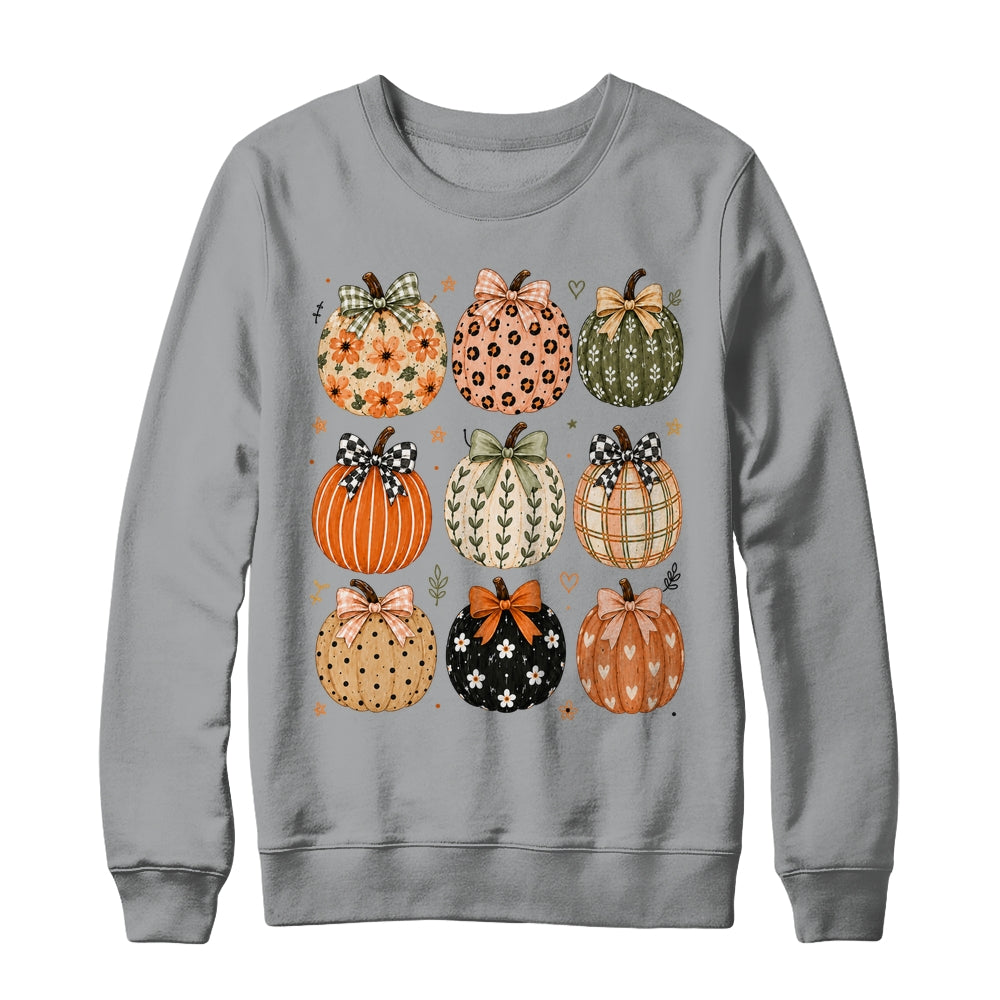 Boho Pumpkin Preppy Fall Cute Coquette Autumn Thanksgiving Shirt & Sweatshirt | teecentury