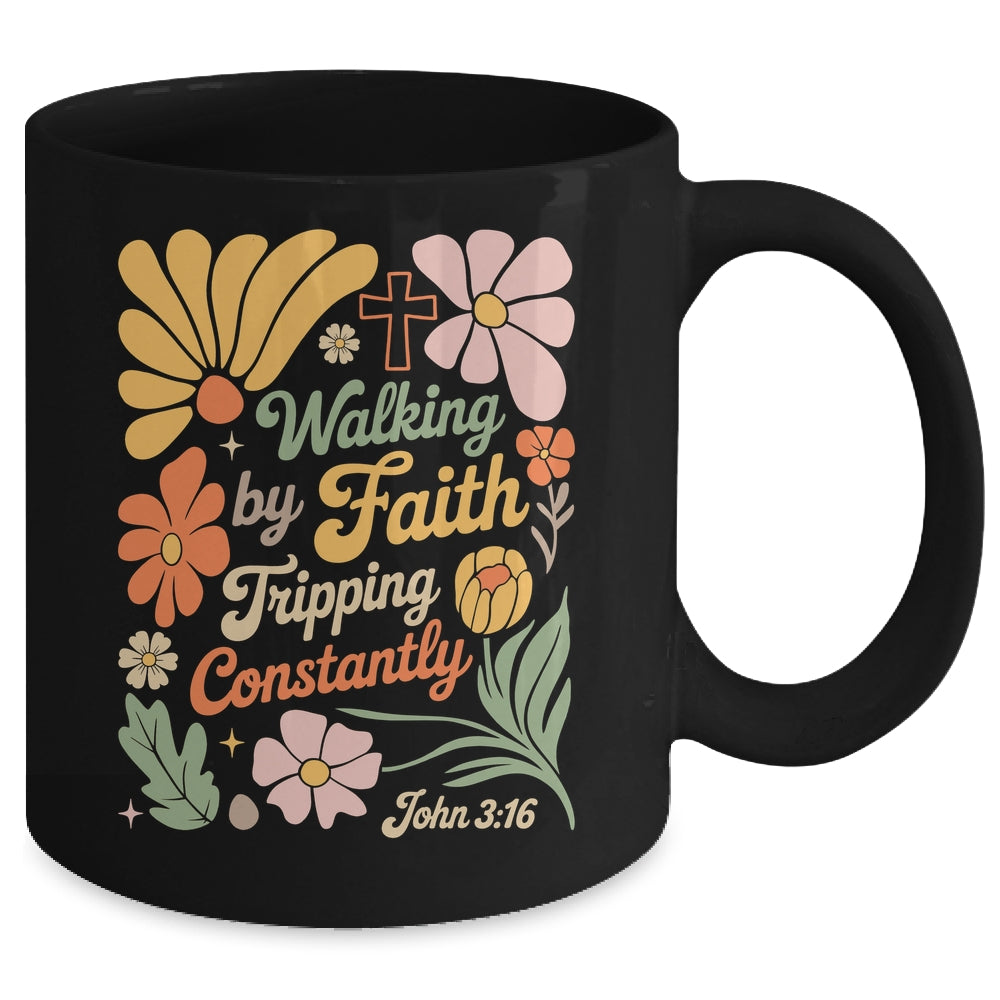 Boho Retro Christian Walking By Faith Tripping Constantly Mug | teecentury