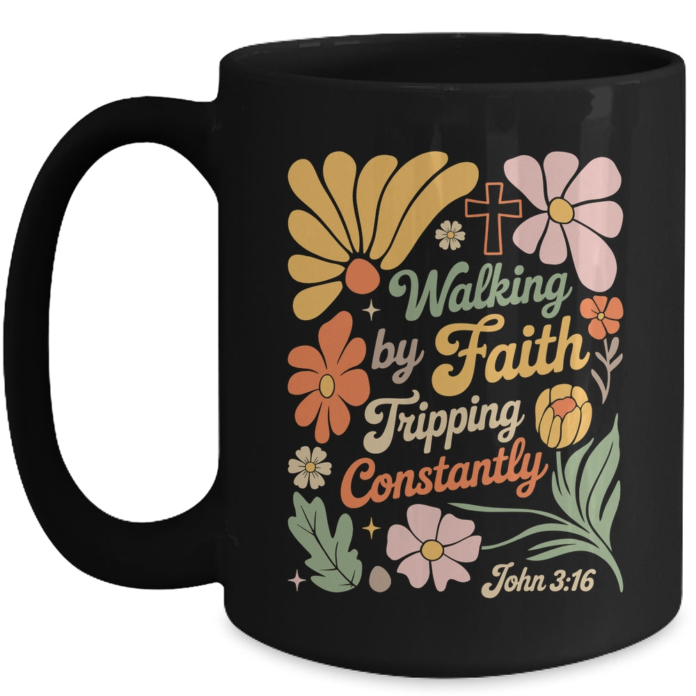Boho Retro Christian Walking By Faith Tripping Constantly Mug | teecentury