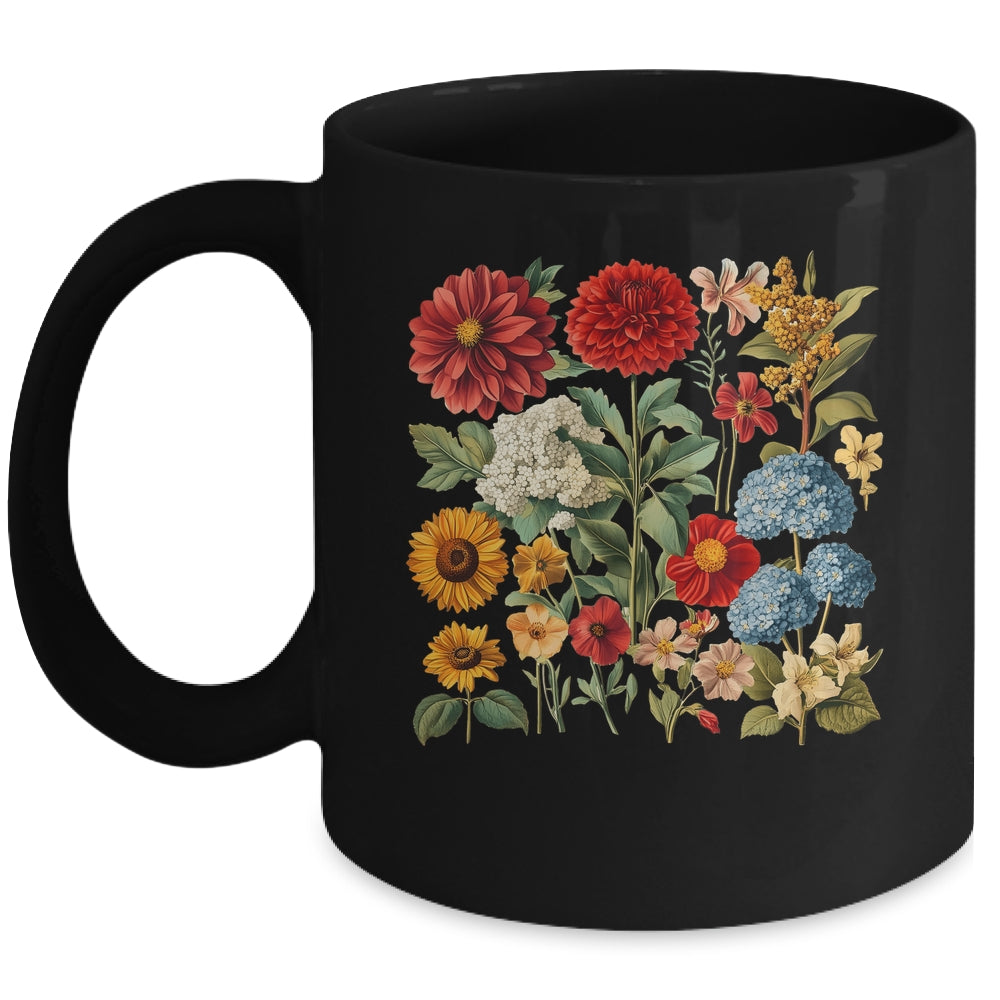 Boho Wildflowers Graphic Cottagecore Plant Vintage Floral Mug | teecentury