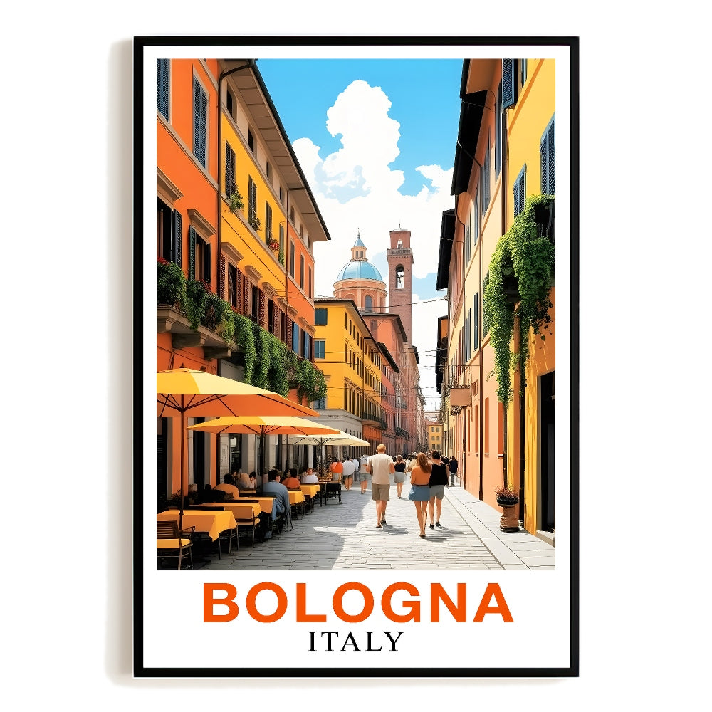 Bologna Italy Wall Art Poster Street And Architecture Landscape Print Painting Vintage Ideal Gift For Travel For Home And Office Room Living Room Decor Unframed | teecentury