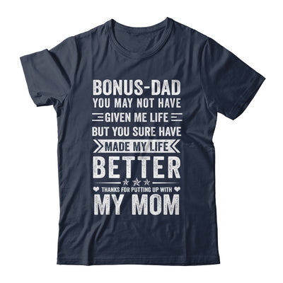 Bonus Dad From Daughter Son Wife Funny Fathers Day Step Dad Shirt & Hoodie | teecentury