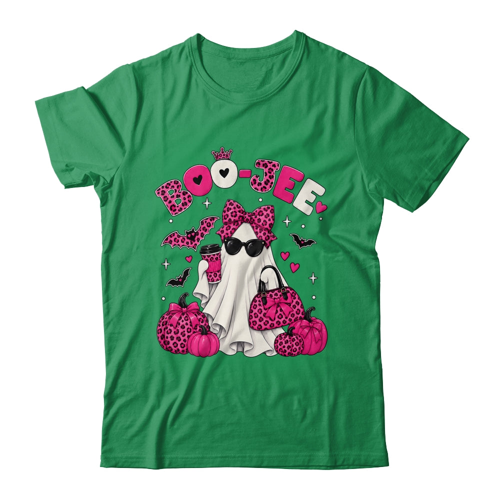 Boo-Jee Cute Ghost Halloween Leopard Bow Spooky Season Shirt & Sweatshirt | teecentury