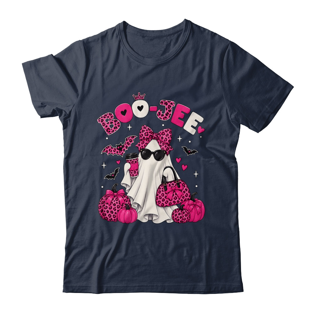 Boo-Jee Cute Ghost Halloween Leopard Bow Spooky Season Shirt & Sweatshirt | teecentury