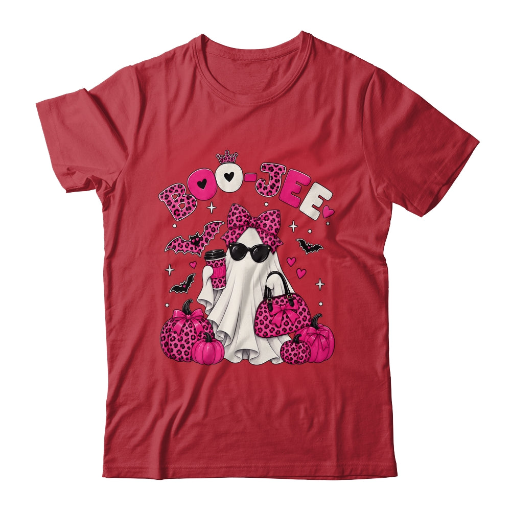 Boo-Jee Cute Ghost Halloween Leopard Bow Spooky Season Shirt & Sweatshirt | teecentury