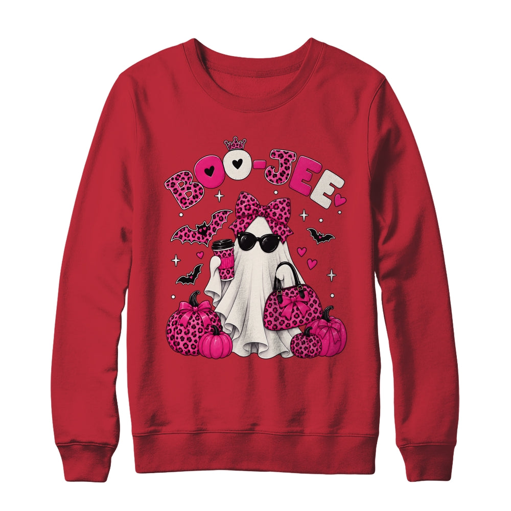 Boo-Jee Cute Ghost Halloween Leopard Bow Spooky Season Shirt & Sweatshirt | teecentury