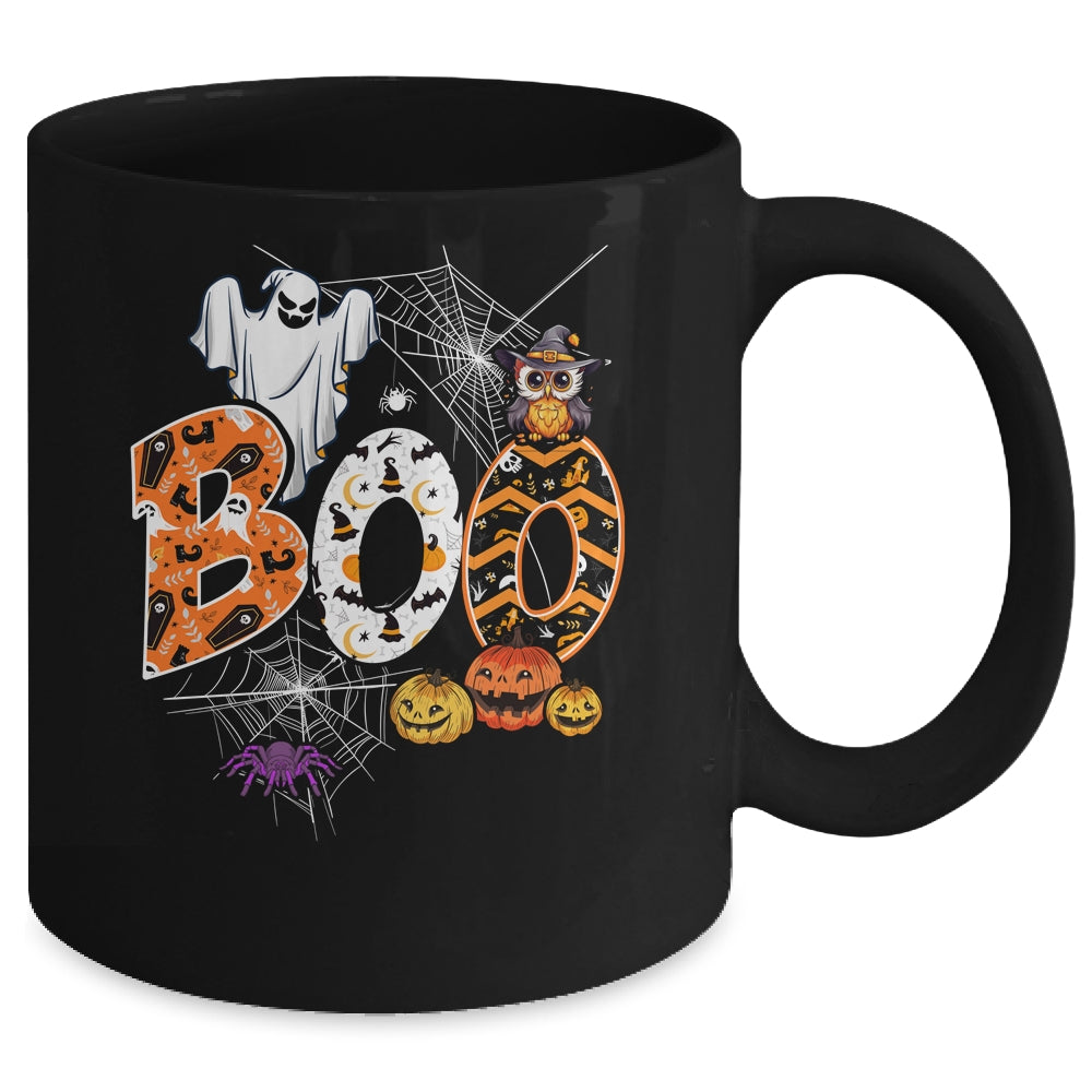 Boo Creepy Owl Pumpkin Ghost Funny Halloween Costume Mug | teecentury