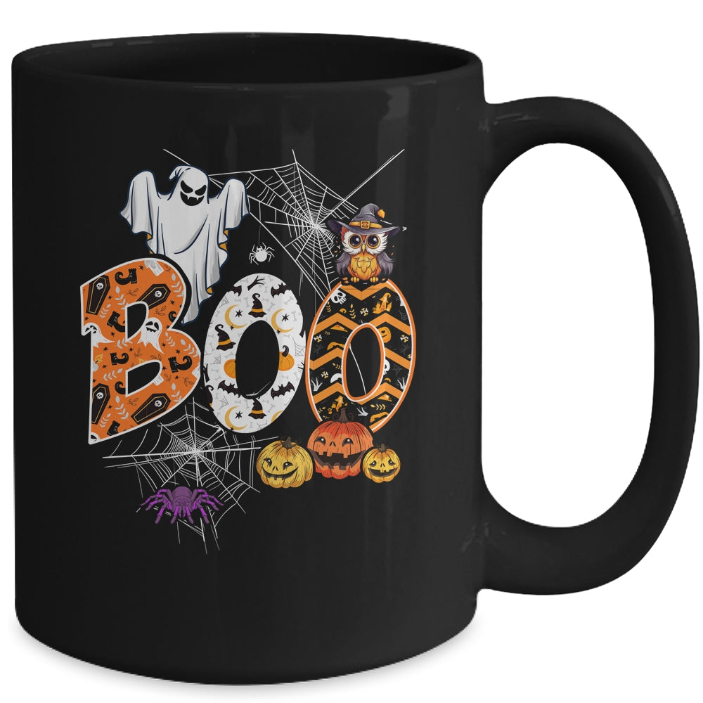 Boo Creepy Owl Pumpkin Ghost Funny Halloween Costume Mug | teecentury