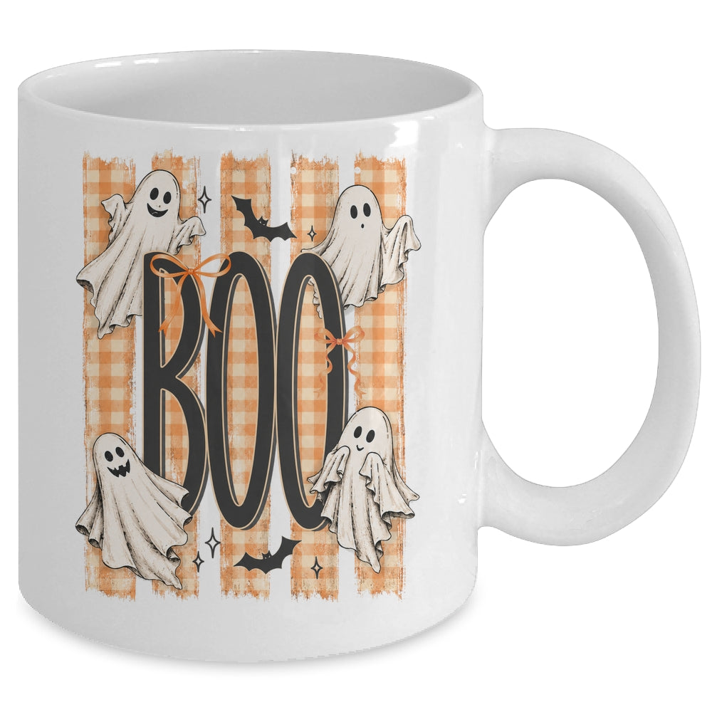 Boo Spooky Striped Halloween Ghost Coquette Halloween Fall Mug | teecentury