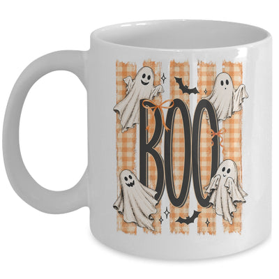 Boo Spooky Striped Halloween Ghost Coquette Halloween Fall Mug | teecentury