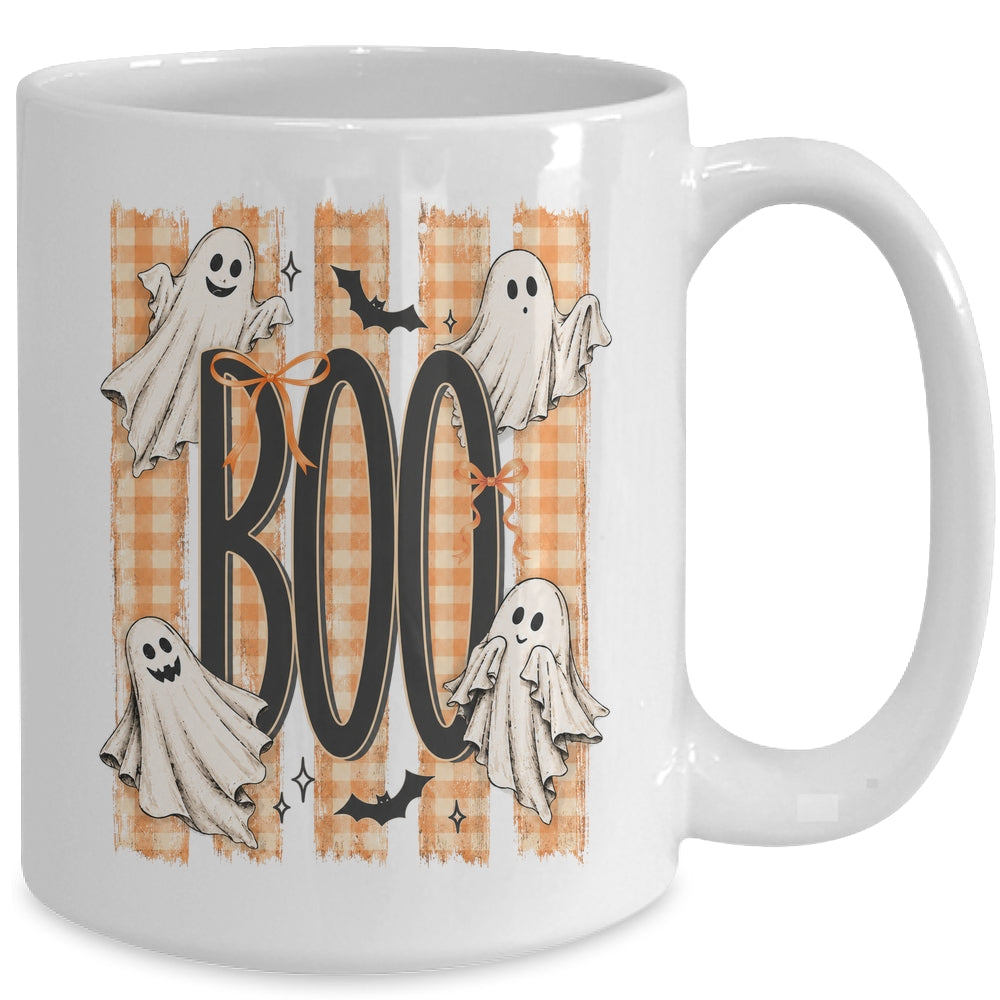 Boo Spooky Striped Halloween Ghost Coquette Halloween Fall Mug | teecentury