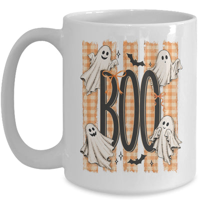 Boo Spooky Striped Halloween Ghost Coquette Halloween Fall Mug | teecentury