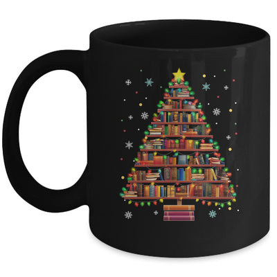 Book Christmas Tree Lights Teacher Librarian Read Lover Xmas Mug | teecentury