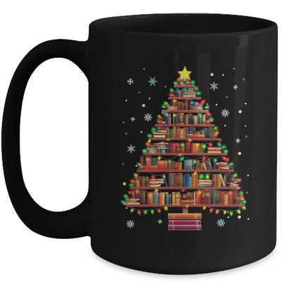 Book Christmas Tree Lights Teacher Librarian Read Lover Xmas Mug | teecentury
