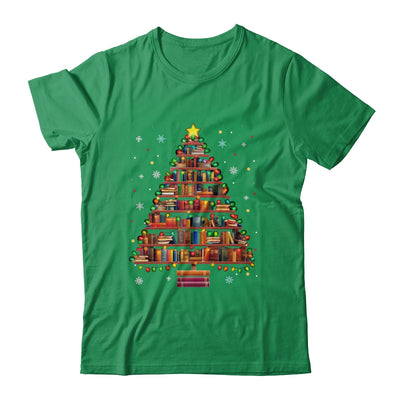 Book Christmas Tree Lights Teacher Librarian Read Lover Xmas Shirt & Sweatshirt | teecentury