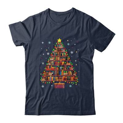 Book Christmas Tree Lights Teacher Librarian Read Lover Xmas Shirt & Sweatshirt | teecentury