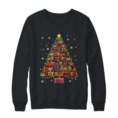 Book Christmas Tree Lights Teacher Librarian Read Lover Xmas Shirt & Sweatshirt | teecentury