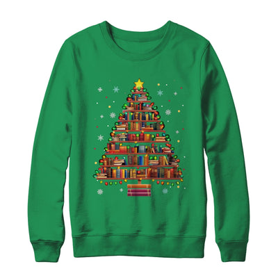 Book Christmas Tree Lights Teacher Librarian Read Lover Xmas Shirt & Sweatshirt | teecentury