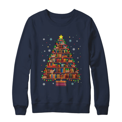 Book Christmas Tree Lights Teacher Librarian Read Lover Xmas Shirt & Sweatshirt | teecentury