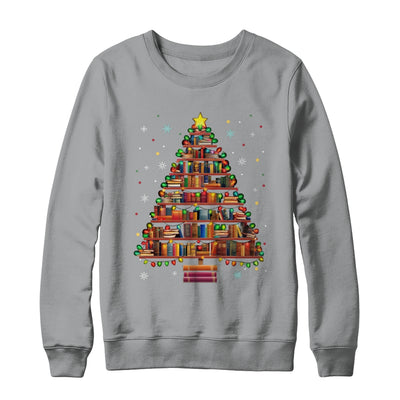 Book Christmas Tree Lights Teacher Librarian Read Lover Xmas Shirt & Sweatshirt | teecentury