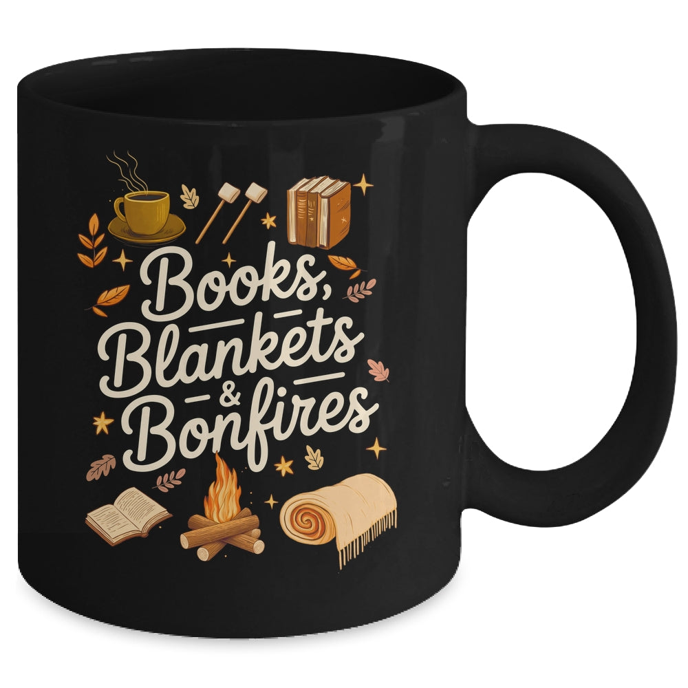 Books Blankets And Bonfires Cozy Fall Autumn Book Lover Mug | teecentury