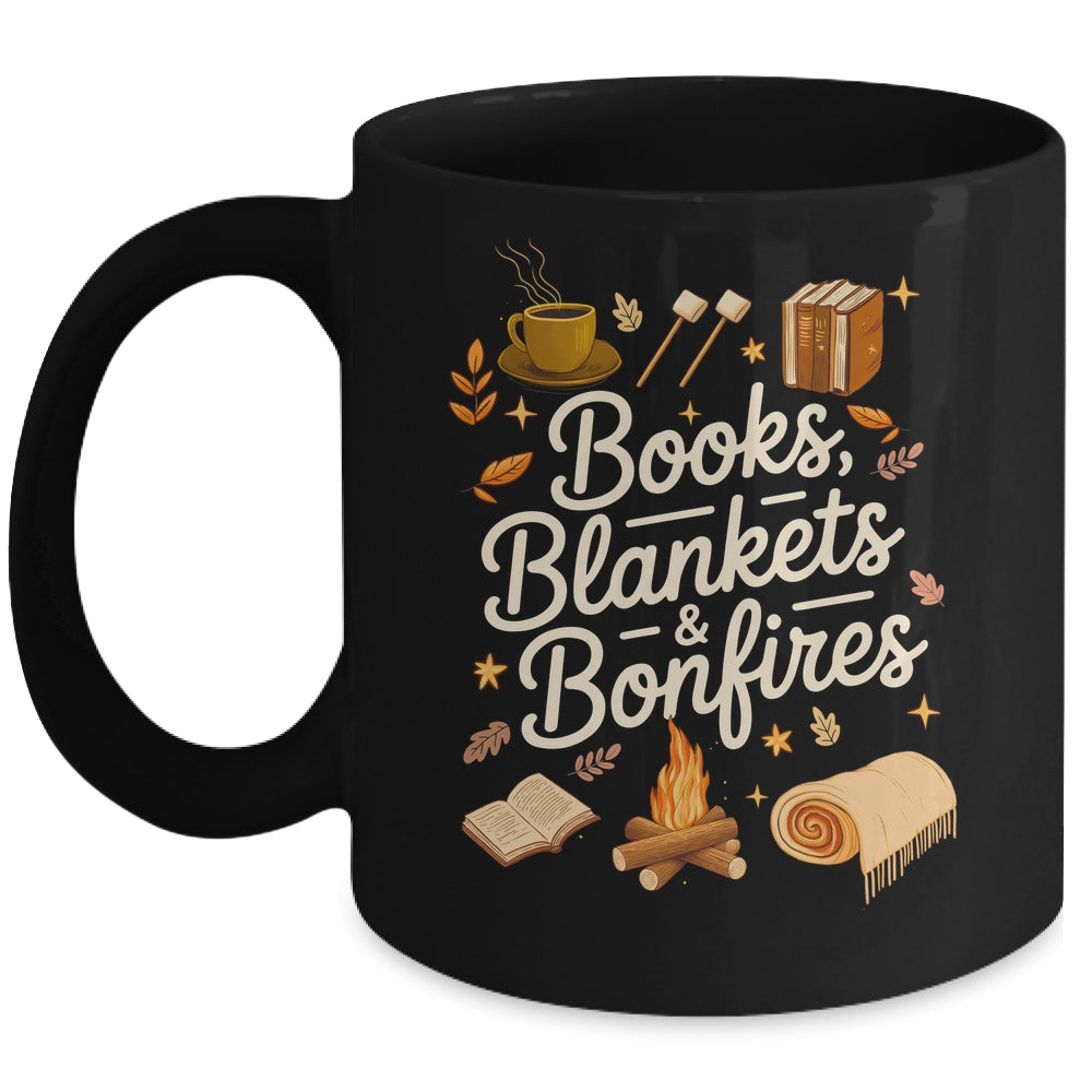 Books Blankets And Bonfires Cozy Fall Autumn Book Lover Mug | teecentury