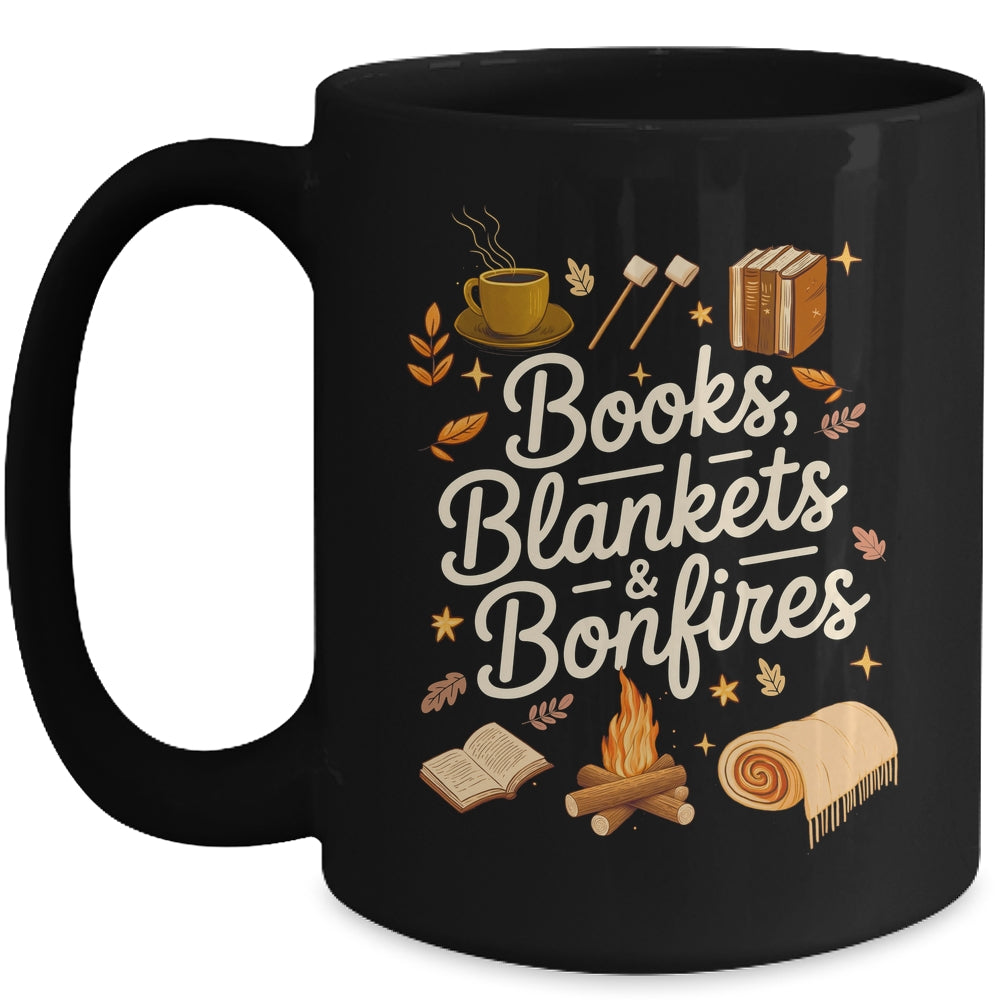 Books Blankets And Bonfires Cozy Fall Autumn Book Lover Mug | teecentury