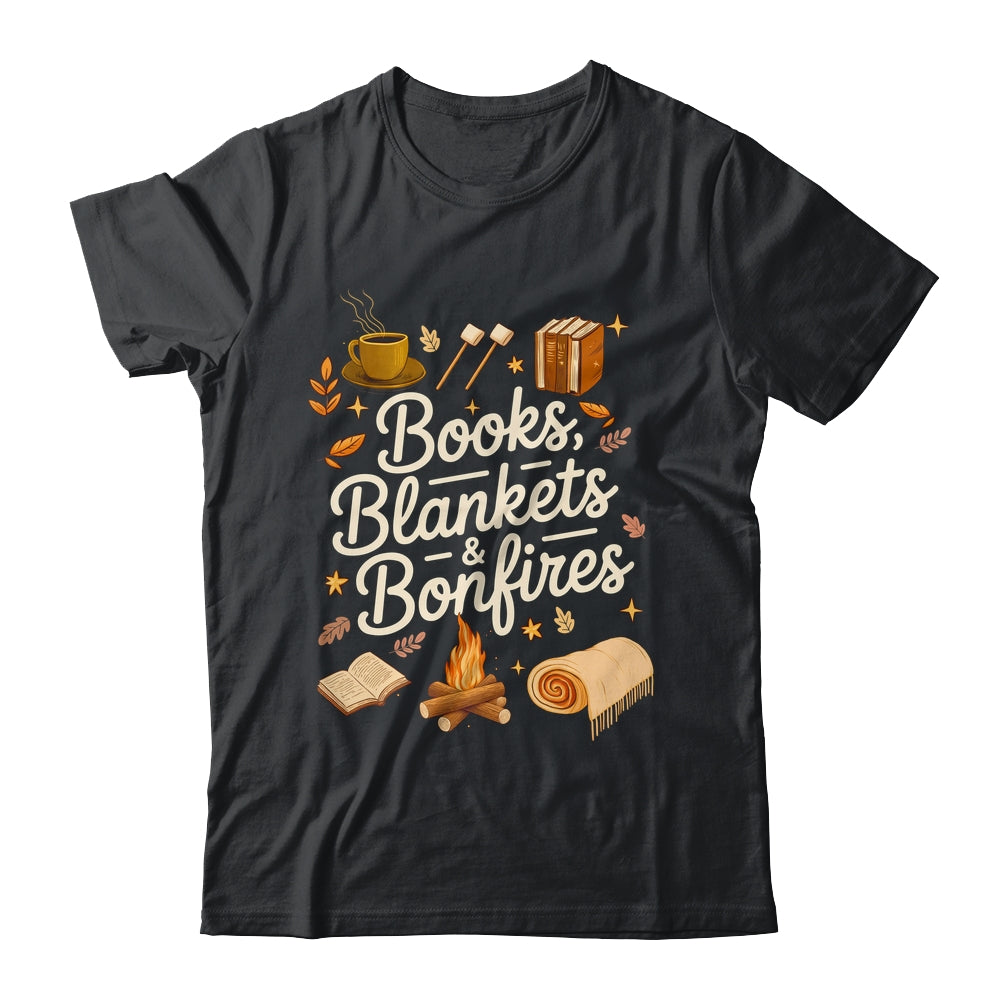 Books Blankets And Bonfires Cozy Fall Autumn Book Lover Shirt & Sweatshirt | teecentury