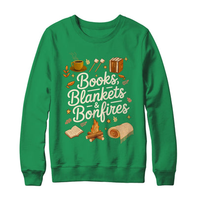 Books Blankets And Bonfires Cozy Fall Autumn Book Lover Shirt & Sweatshirt | teecentury