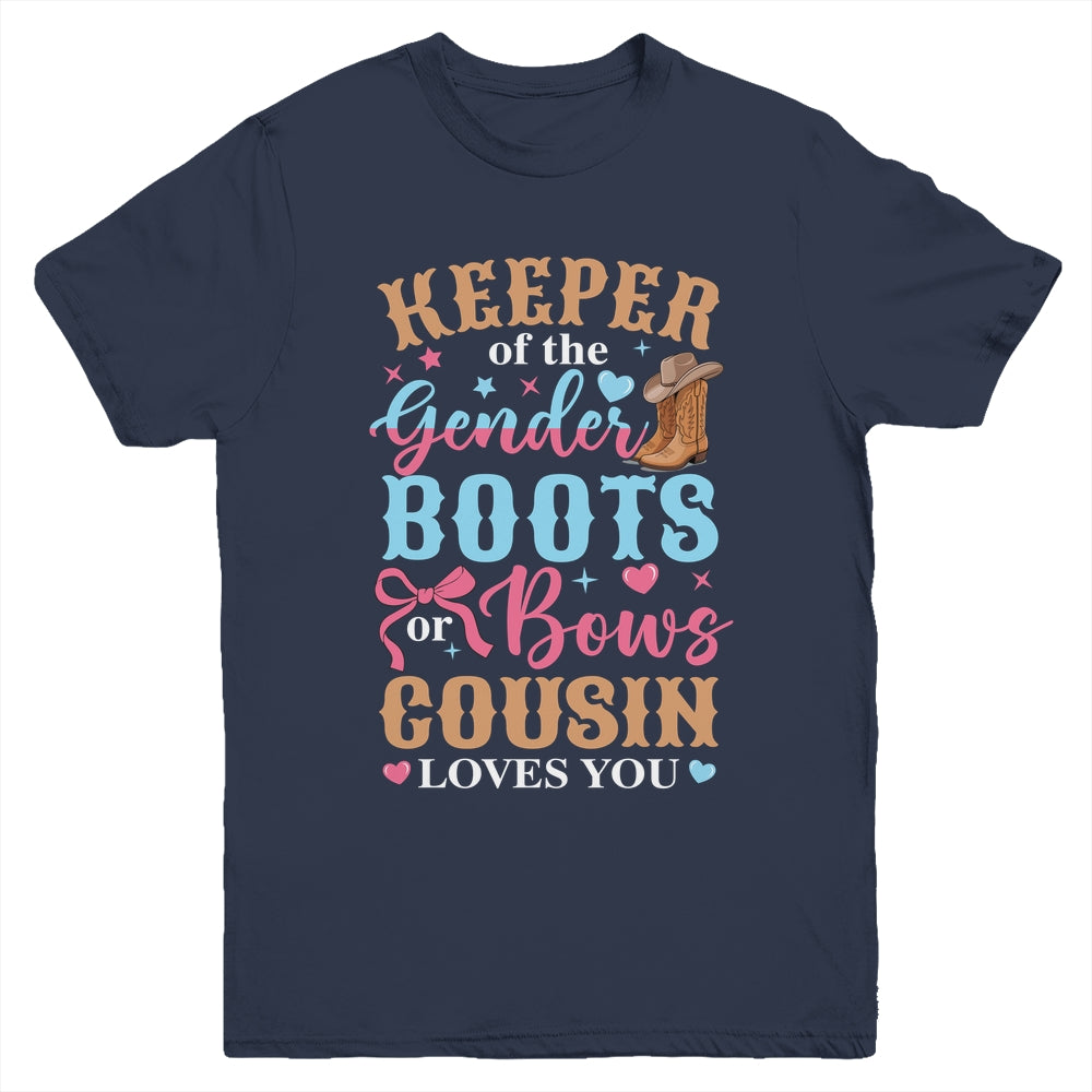 Boots Or Bows Cousin Loves You Gender Reveal Family Matching Youth Shirt | teecentury