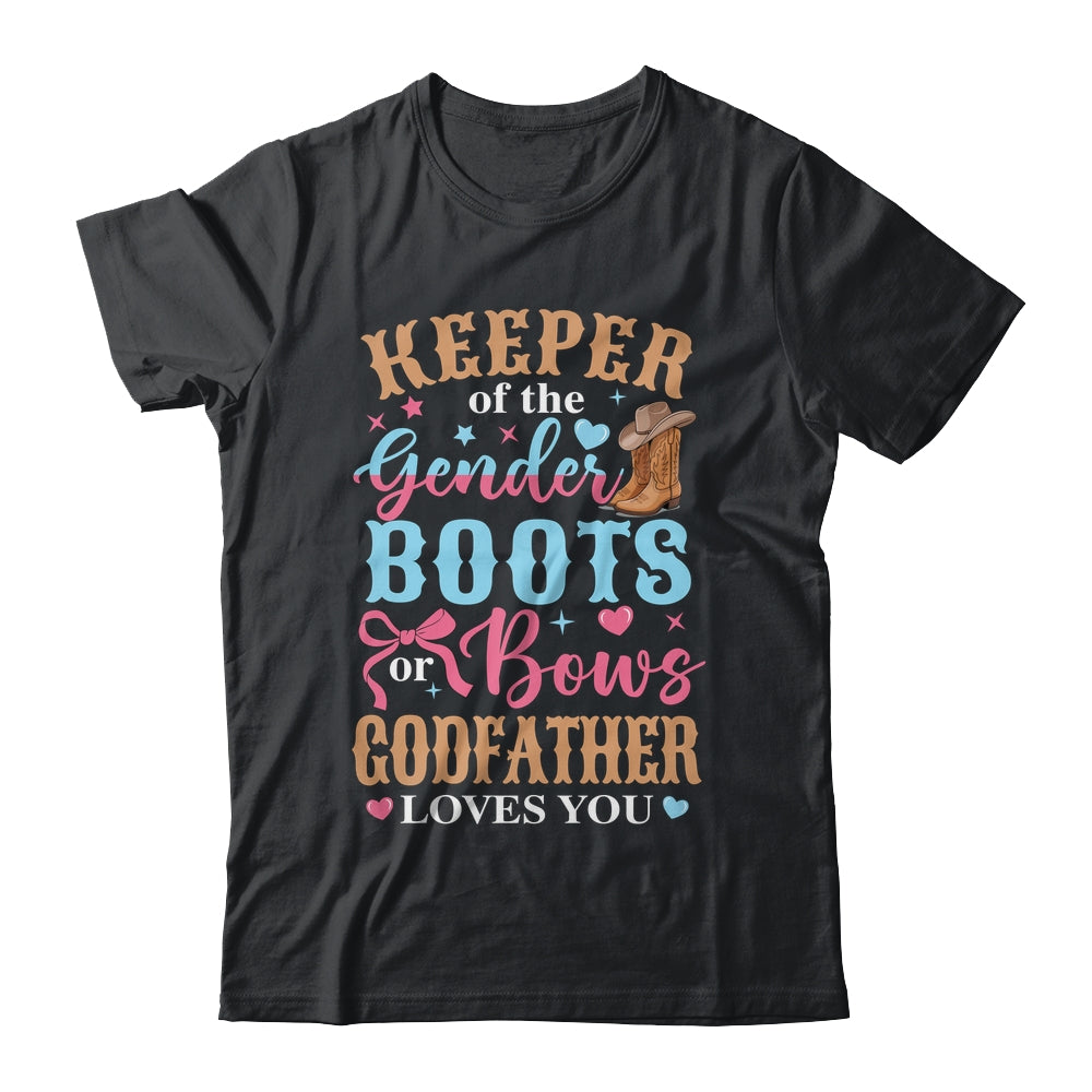 Boots Or Bows Godfather Loves You Gender Reveal Family Matching Shirt & Hoodie | teecentury