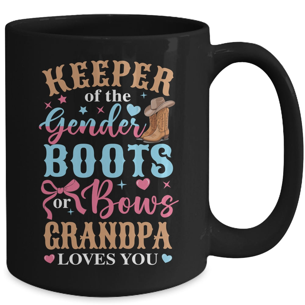 Boots Or Bows Grandpa Loves You Gender Reveal Family Matching Mug | teecentury