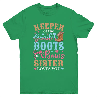 Boots Or Bows Sister Loves You Gender Reveal Family Matching Youth Shirt | teecentury
