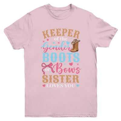 Boots Or Bows Sister Loves You Gender Reveal Family Matching Youth Shirt | teecentury
