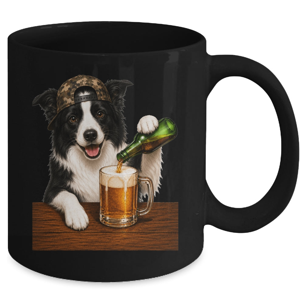 Border Collie Drinking Beer Funny Dog Mem Fathers Day Mug | teecentury