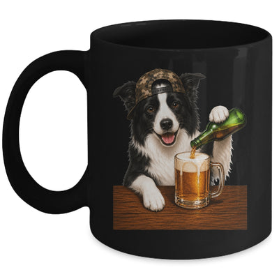 Border Collie Drinking Beer Funny Dog Mem Fathers Day Mug | teecentury