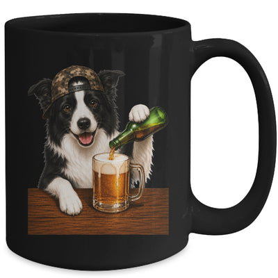 Border Collie Drinking Beer Funny Dog Mem Fathers Day Mug | teecentury