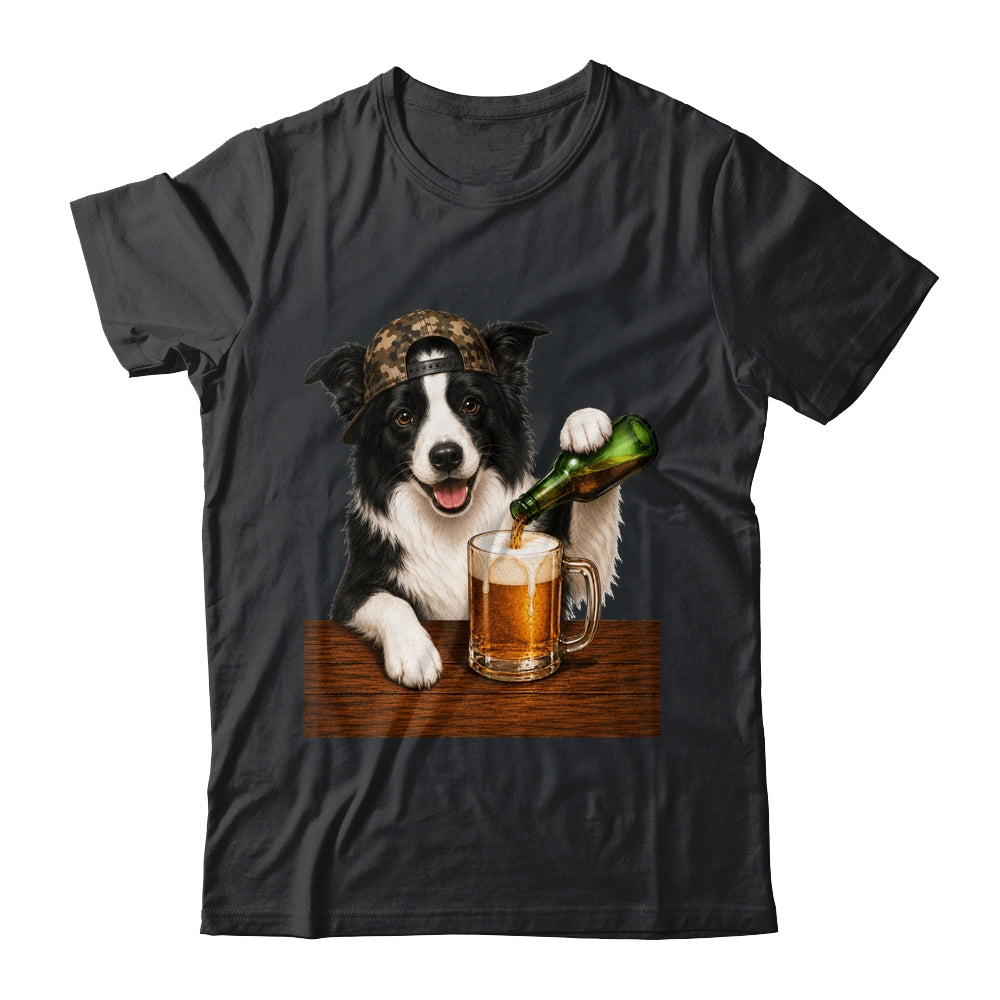 Border Collie Drinking Beer Funny Dog Mem Fathers Day Shirt & Hoodie | teecentury