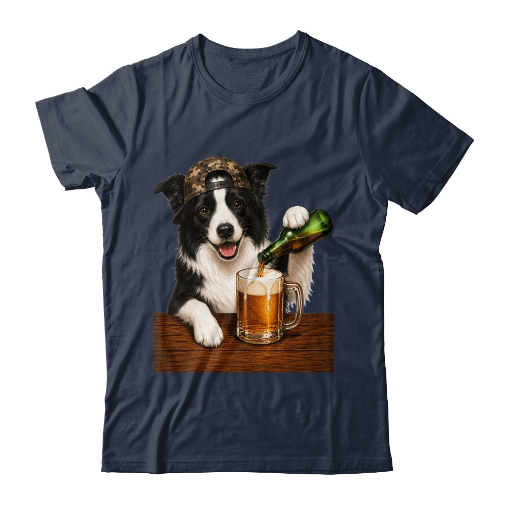 Border Collie Drinking Beer Funny Dog Mem Fathers Day Shirt & Hoodie | teecentury