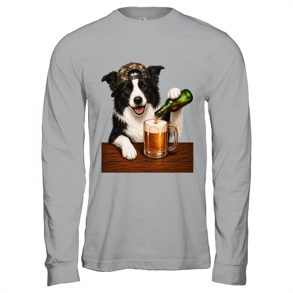 Border Collie Drinking Beer Funny Dog Mem Fathers Day Shirt & Hoodie | teecentury