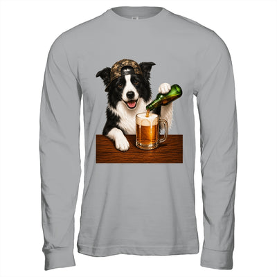 Border Collie Drinking Beer Funny Dog Mem Fathers Day Shirt & Hoodie | teecentury
