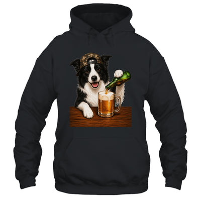 Border Collie Drinking Beer Funny Dog Mem Fathers Day Shirt & Hoodie | teecentury