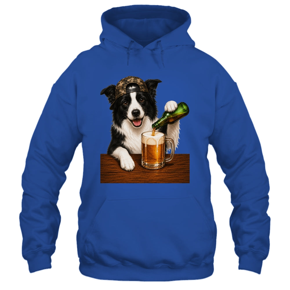 Border Collie Drinking Beer Funny Dog Mem Fathers Day Shirt & Hoodie | teecentury