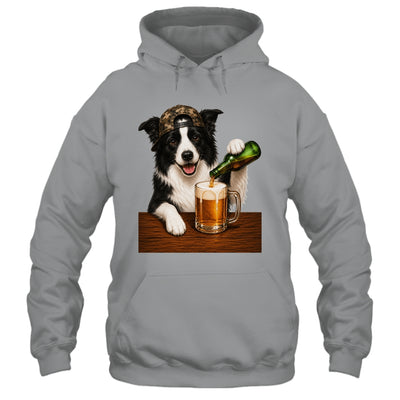 Border Collie Drinking Beer Funny Dog Mem Fathers Day Shirt & Hoodie | teecentury