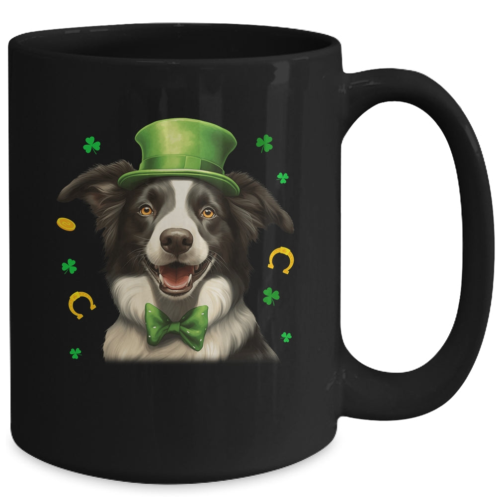 Border Collie St Patricks Day Leprechaun Shamrock Irish Mug | teecentury