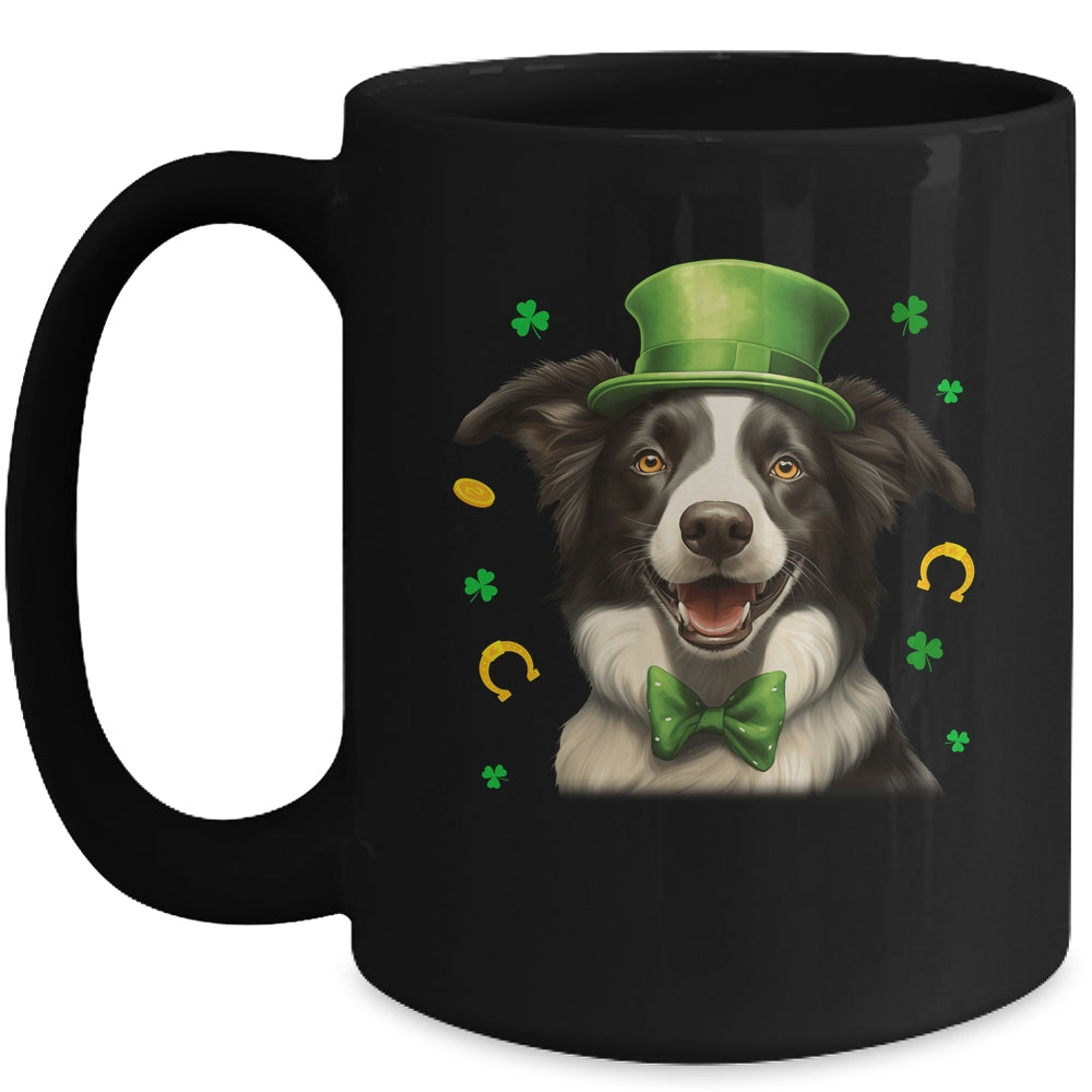 Border Collie St Patricks Day Leprechaun Shamrock Irish Mug | teecentury