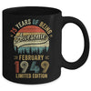 Born February 1949 75th Birthday Vintage 1949 75 Year Old Mug | teecentury