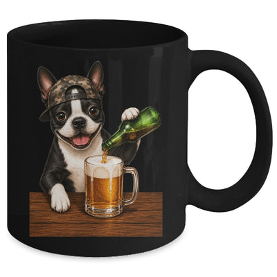 Boston Terrier Drinking Beer Funny Dog Mem Fathers Day Mug | teecentury