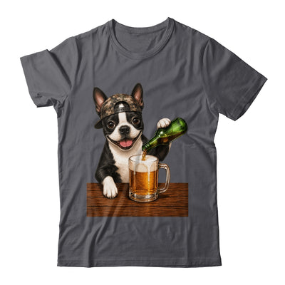 Boston Terrier Drinking Beer Funny Dog Mem Fathers Day Shirt & Hoodie | teecentury